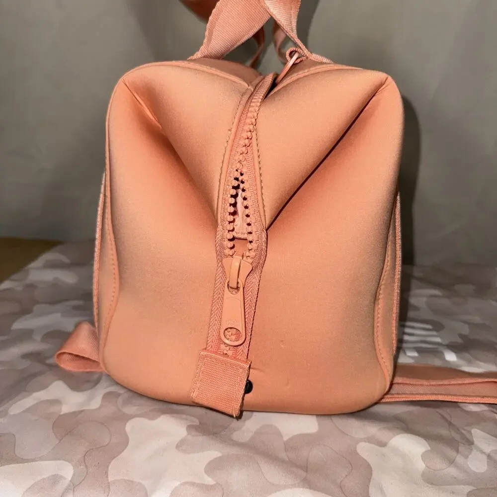 Dagne Dover Neoprene Duffel Weekender Gym Travel Bag Coral Orange Crossbody